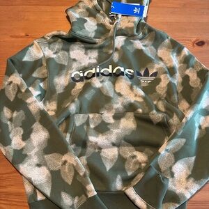 Adidas Olive and Cream Camouflage Hoodie